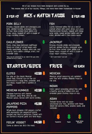 Menu  at MEX'D UP in Siem Reap