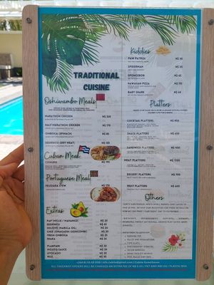 Menu 2.2 at Cubita Guesthouse in Oshakati