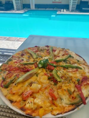 Vegetarian Supreme Pizza (155 NAD / L-size) at Cubita Guesthouse in Oshakati