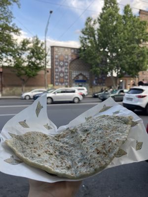 Traditional zhingyalov  at Taste of Artsakh - Mashtots in Yerevan