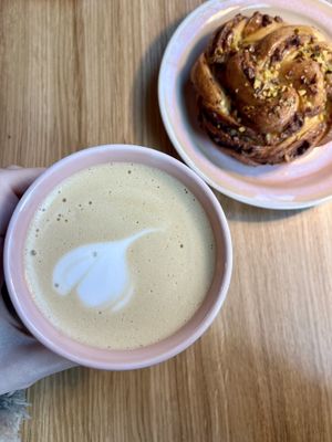 plant based cappuccino  at Bloom Bakery in Bratislava
