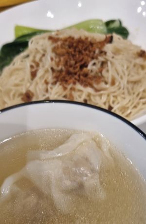 Wanton noodles (sambal chilli separate) at V Taste Vegetarian Cafe in Johor Bahru