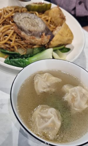 Yong tau foo with noodles (comes with bowl of soup) at V Taste Vegetarian Cafe in Johor Bahru
