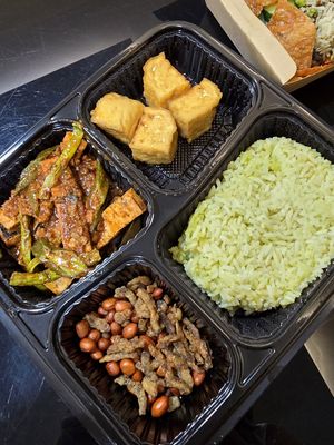 Nasi Lemak With Sambal Soya Fish Fillet at V Taste Vegetarian Cafe in Johor Bahru