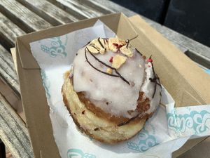 Boysenberry cream filled doughnut was was incredible   at Belén Vegan Bakery in Wellington