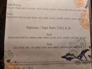 Menu at Poké GO in Brussels