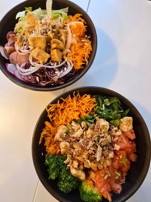 Two bowls at Poké GO in Brussels
