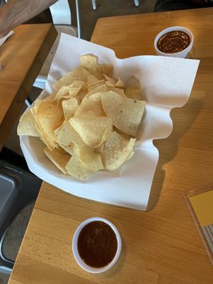 Complimentary chips and salsa  at Taco Ocho in Richardson