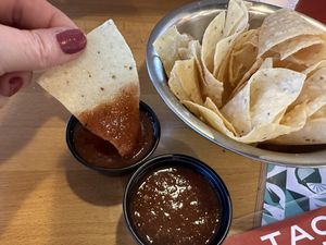 Fire roasted salsa—mild  at Taco Ocho in Richardson
