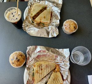 BBQ Tempeh & Kale Slaw Sandwiches, Chocolate Chip Muffins, and Nitro Cold Brew   at Bridge & Tunnel Coffee - Cafe & Roastery in Asheville