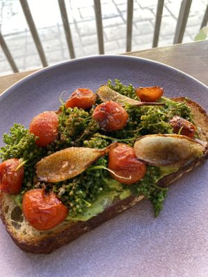 Avocado toast with huazontles special order without egg cheese    at Origen Specialty Coffee in Campeche