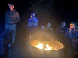 Warmth at the camp!!! Vegan Smores!!!!! at Vegan Basecamp in Las Vegas