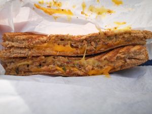 Cheese and Sausage Toastie Take Out at The Good Apple Cafe in Sunderland