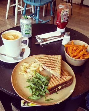 Cheese and onion toastie and sweet potato fries at The Good Apple Cafe in Sunderland