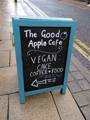 Sign outside at The Good Apple Cafe in Sunderland