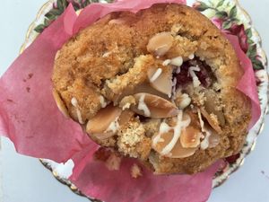Raspberry and almond muffin  at The Good Apple Cafe in Sunderland