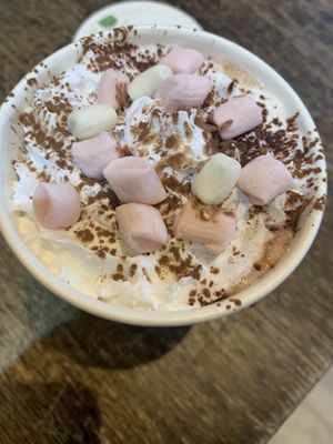 Hot chocolate with marshmallows  at The Good Apple Cafe in Sunderland