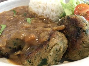 Courgette & chick pea kofta katsu curry  at The Good Apple Cafe in Sunderland