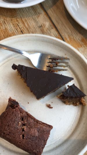 Sunflower brownie and raw caramel cake  at The Good Apple Cafe in Sunderland