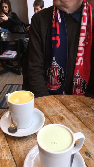Turmeric and matcha lattes at The Good Apple Cafe in Sunderland