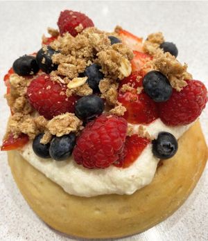 Lemon Frosting, Blueberries, Raspberries, Strawberries & House-Made Pie Crumble at Cinnaholic  in Fayetteville