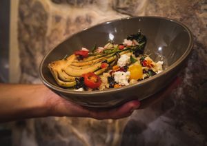 Papas al ajillos con verduras asadas   at Tierra Restaurante  in Sucre