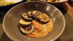 roasted zucchinis and huancaína cream - fantastic at Tierra Restaurante  in Sucre