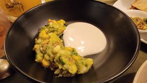 avocado mango chili and fresh vegetable tartar - awesome! at Tierra Restaurante  in Sucre