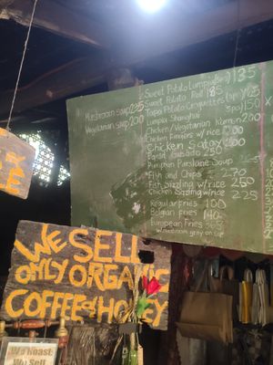 Menu at The BeeHive Driftwood Cafe in Camiguin