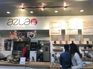 Just as you enter the food court community center, Azla Ethiopian is just to the right of the entrance.  Here was my first view when I walked in. at Azla Vegan in Los Angeles