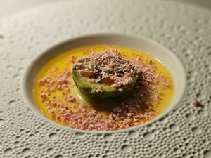 Avocado with Campari granita at MIA Bangkok in Bangkok