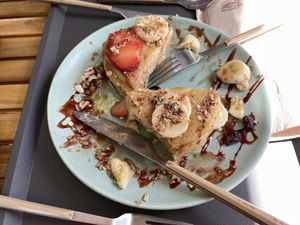 Pancake vegan und glutenfrei  at Anguilla Surf Café in Melides