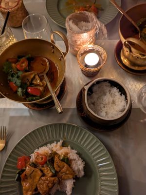 Penang tofu with Thai fragrant rice at Tarn Thai in Sheffield