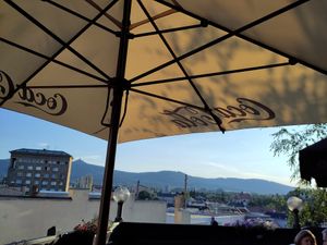 View of the mountains from terrace at Gurkha in Liberec
