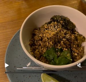 Spicy gochujang noodles  at Schlawiener Wirtshaus  in Vienna