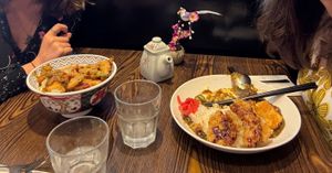 Mix of tempura don and tofu katsu (forgot to take a photo before trading halves) at Hikari  in Chepstow