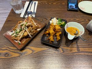 salt and pepper oyster mushrooms and chick'n skewers at Hikari  in Chepstow