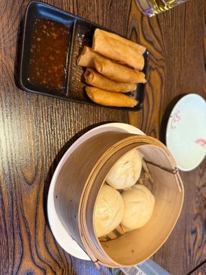 Spring rolls and steamed dumpling  at Hikari  in Chepstow