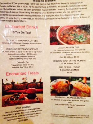Menu at SiTea in Washington