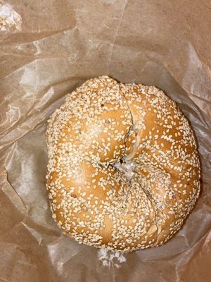 Bagel and vegan cream cheese at Liberty Bagels - 5th Ave in New York City