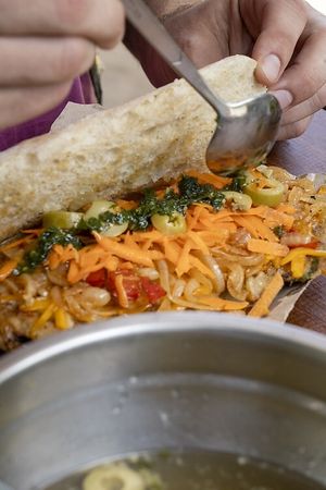 Sándwich de milanesa vegano con toppings   at El Puestito del Tío in Buenos Aires