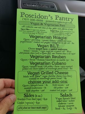Awesome menu! at Poseidon's Pantry in Chincoteague