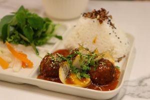 soy balls bento at Rice On Rice in Nha Trang