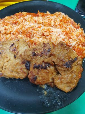 Number 11: rice with tomato sauce and seitan 🤘 at Vege Fast Food in Split