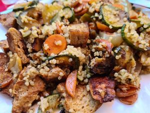 Quinoa, vegetables and seitan at Vege Fast Food in Split