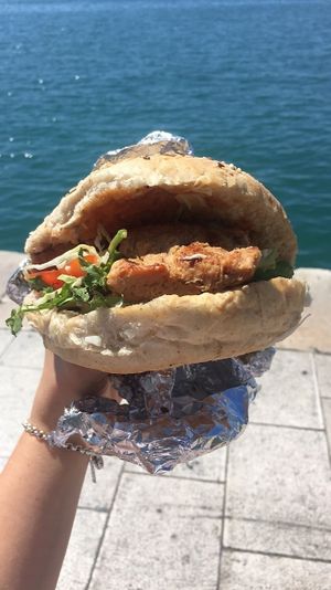 Soja Burger by the water  at Vege Fast Food in Split