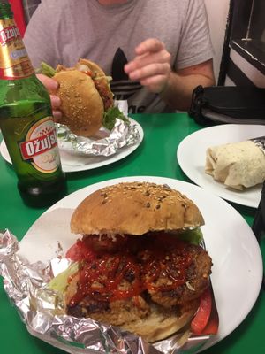 Soja burgers & Soja burrito xsiracha  at Vege Fast Food in Split