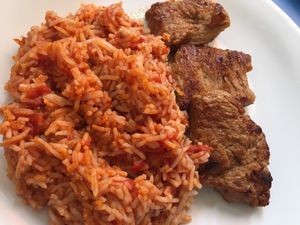 Paprikareis mit Soja Steaks  at Vege Fast Food in Split