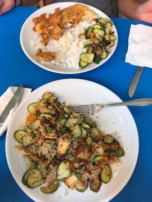 Top: fried mushroom dish of some sort
Bottom: quinoa and zucchini dish

**both were already half-eaten...both dishes were bigger than this when we got them! at Vege Fast Food in Split