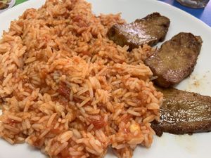 Setain with rice in tomatoe sauce at Vege Fast Food in Split